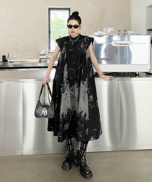 French Sleeve Print Dress